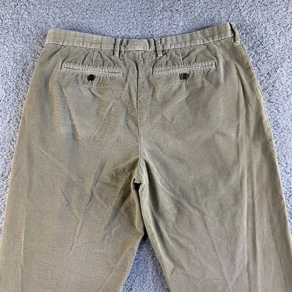 Lands' End Corduroy Pants Mens 37 Khaki Chino Traditional Fit Pleated Casual - Picture 7 of 12
